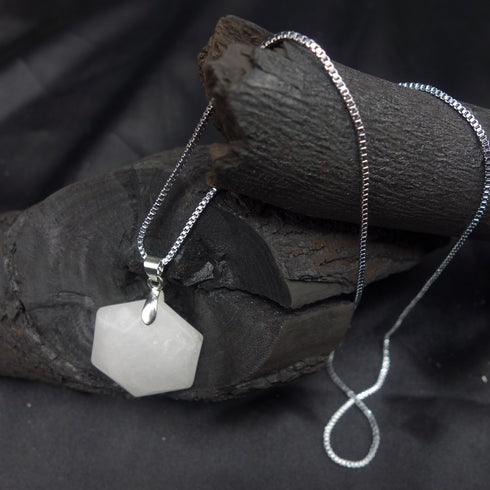 Turkish Crystal white hexagon pendant D262